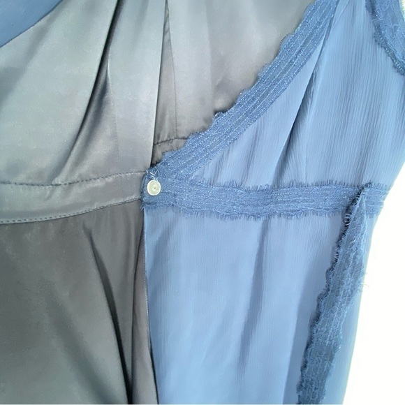 Anthropologie BLHDN Va Et Vien Slate Blue Wingspan Silk Wrap Mini Dress Size 10 - Picture 7 of 11